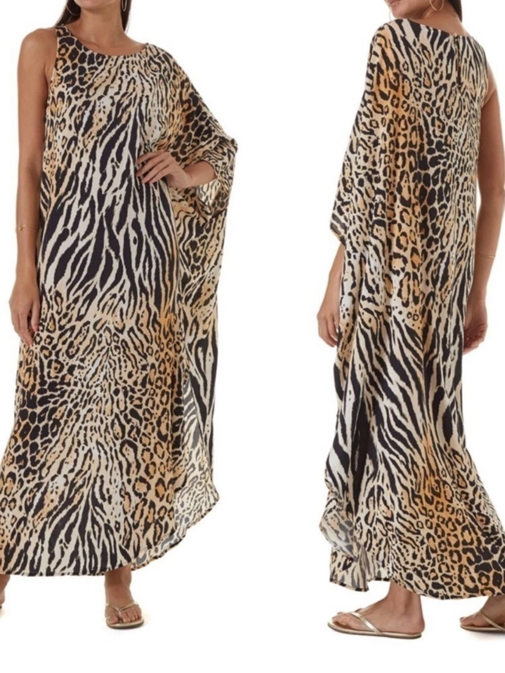 Melissa Odabash Set animal print cheetah bathing suit with matching Kaftan - Picture 6 of 11